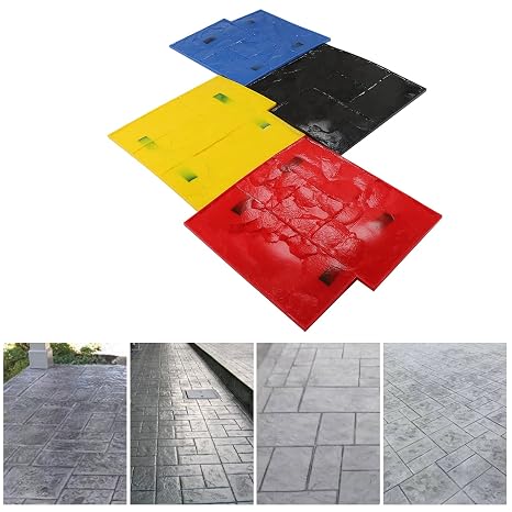 4Pcs Concrete Stamps Mats Set Concrete Forms Mat, Concretes Texturing Skin, Polyurethane Cement Stamping Flooring Tool, Slate Stamps for WallsFloors