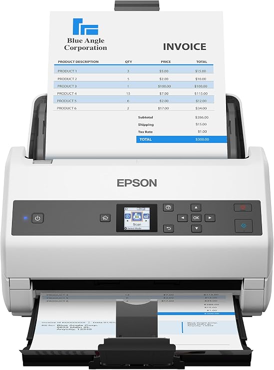 Epson Workforce DS-970 Sheetfeed Scanner - 600 dpi Optics, White | 85ppm カラーおよびモノデュプレックススキャン 100ページ ADF 高速デスクトップスキャナー オフィスやコンピューター用