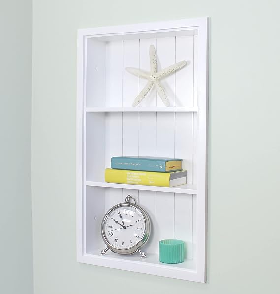14x24 Sloane Recessed Wall Niche Medicine Cabinet Replacement, in The Wall Bathroom Cabinet Insert Shelf/Shelves, Made in North America, Real Wood, NO MDF, White Beadboard Back