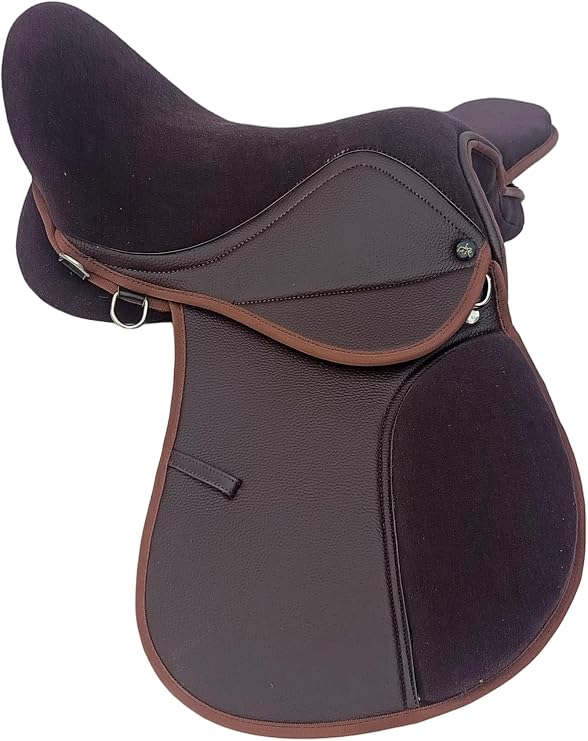 SYNTHETIC GENERAL PURPOSE 14 INCH WIDE HALFLINGER HORSE SADDLE BLACK & BROWN