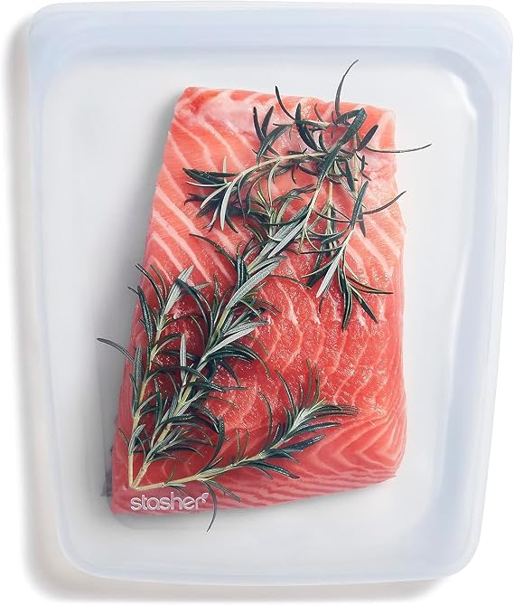 Stasher Reusable Half Gallon Silicone Food Storage Bag, Clear, 64 oz