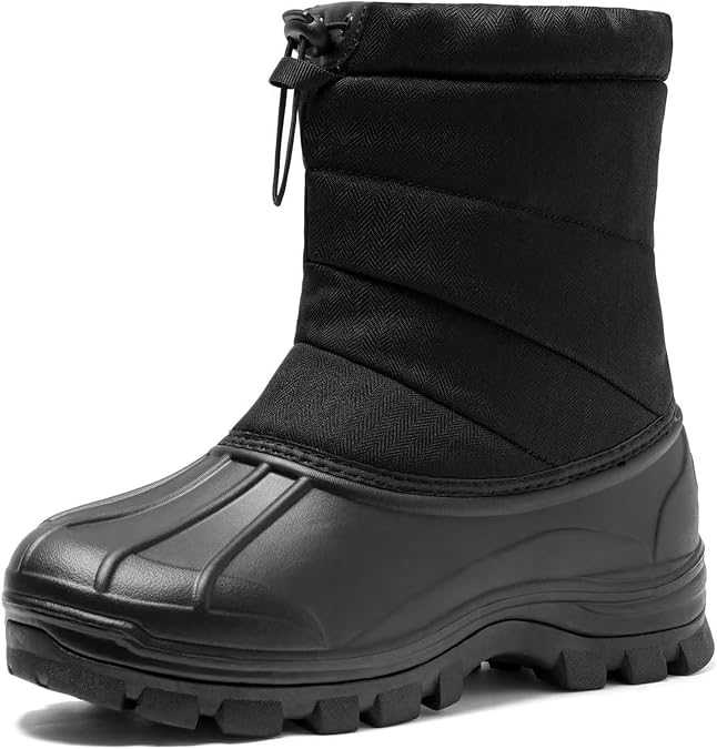Men's Winter Snow Boots Waterproof Warm Lightweight Non Slip Fur Lined for Outdoor Comfortable Casual Cold Weather