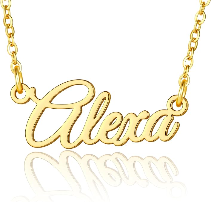 Ritach Custom Name Necklace - Personalized Stainless Steel Name Necklace Dainty Gold Name Plate Necklaces for Women Girls Personalized Gifts Birthday Gifts