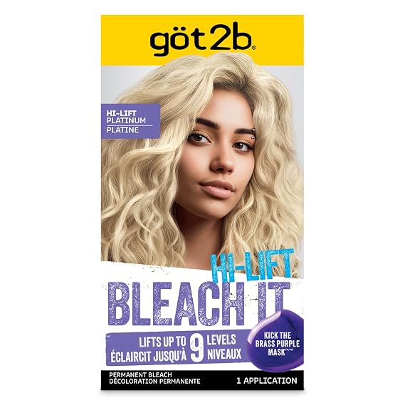 got2b Permanent Hair Color, Hi Lift Platinum Blonde, 7.05 Oz | From the Bleach It collection, Lifts up to 9 levels, Purple pigment conditioner, Oil-enriched formula, For dark hair