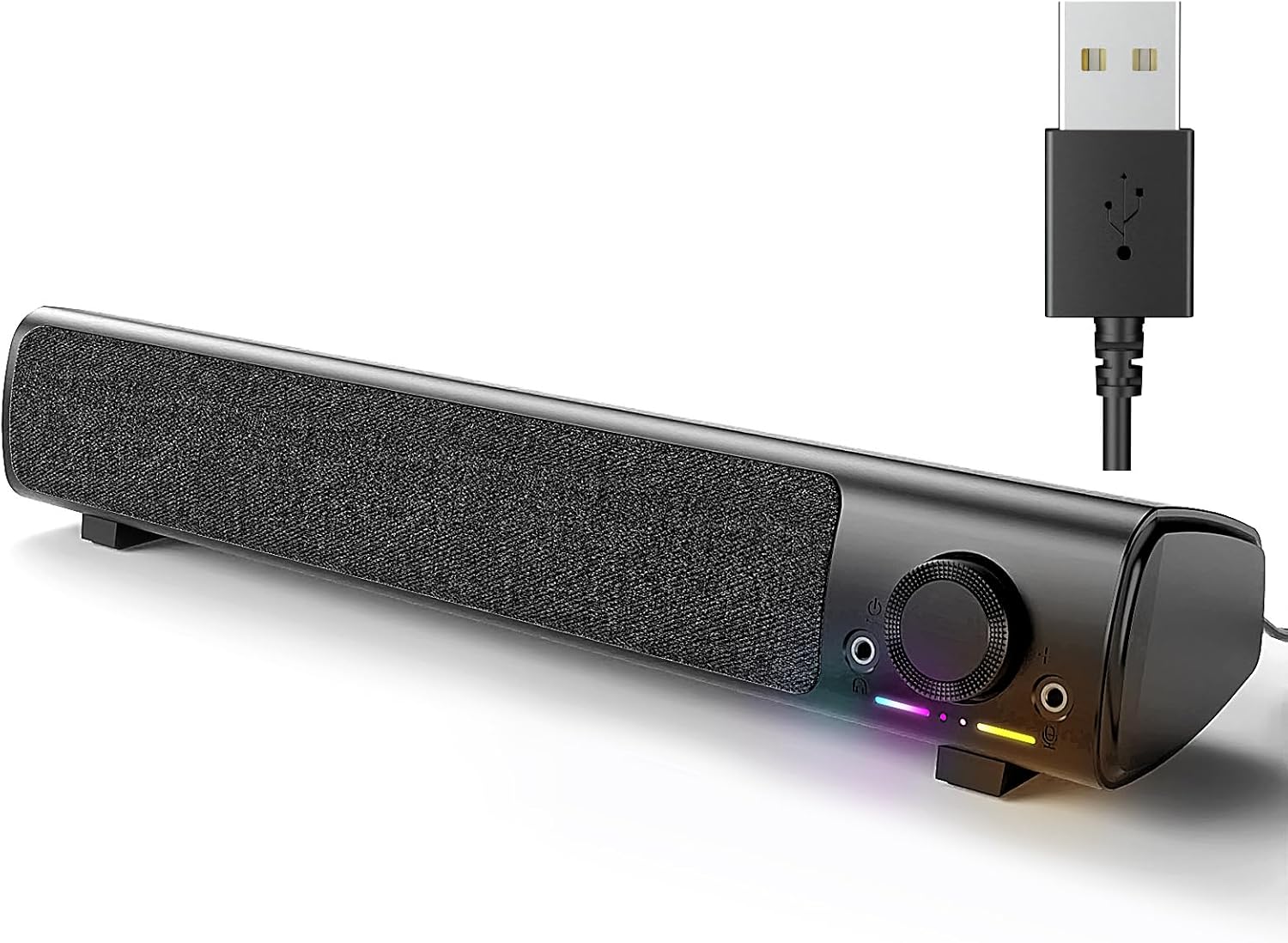 HPYLIF·H Computer Speakers, PC Gaming Speakers for Desktop, Laptop, USB Powered 3.5mm AUX PC Sound Bar with Headphones & Microphone Link, Superb Stereo Sound, Plug-in Play