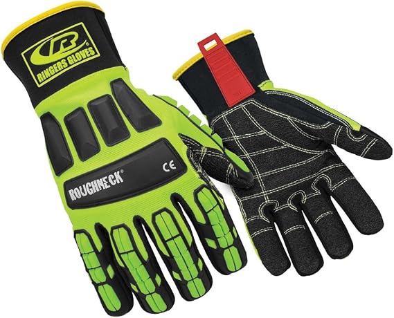 Ansell RINGERS R-297 TPR Impact Gloves, Size L, 1 Pair | Yellow, Size 10 (L), unisex impact-resistant gloves with TPR protection & padded palm, ideal for oil & gas & construction