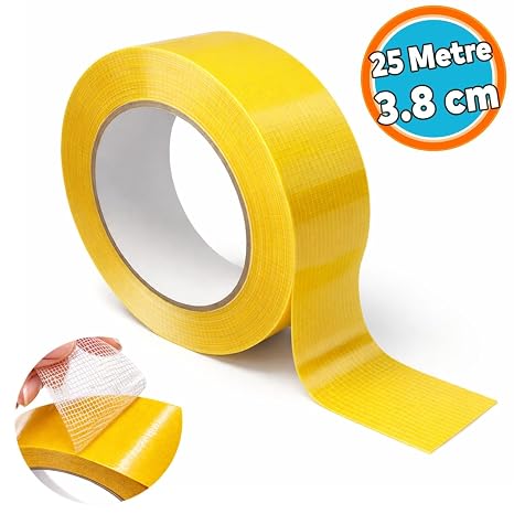 25 Metre Çift Taraflı Takviyeli (1 Adet) 38 Mm Güçlü Yapışkanlı Fileli Kaydırmaz Halı Bandı Kilim Paspas