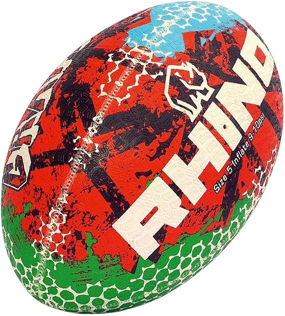 Rhino Graffiti Rugby Ball (Red Blue, 5)