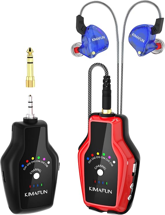 KIMAFUN Wireless in Ear Monitor System, Personal Wireless IEM System Earphone for Musicians, Singers (1TX+1RX)