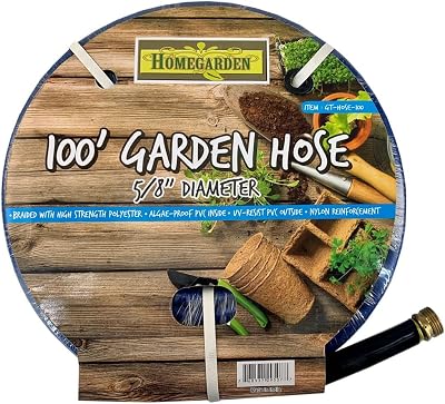 HOMEGARDEN 100 Garden Hose | Light Duty | 58 1.6 cm Diameter | Available in Green & Blue | Brass Couplings | Ideal for Lawn, Garden & Car Wash