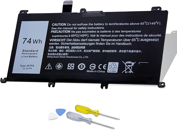 357F9 Battery for Dell Inspiron 15 7000 7559 7567 7566 7759 7557 5577 INS15PD-1548B/1548R ,74Wh 11.1V (Compatible 11.4V),Replacement Laptop Battery, P57F P57F003 P65F P65F001 0GFJ6 71JF4 0GFJ6 071JF4