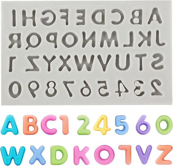 Alphabet Number Polymer Clay Molds Letter and Number Silicone Mold for DIY Crafts Epoxy Resin Casting Air Dry Polymer Clay Plaster Jewelry Making