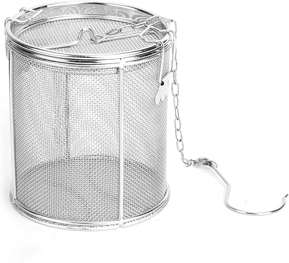 AUNMAS Stainless Steel Tea Ball Strainer and Filter with Hook, 12 x 13cm | Infusion Basket, Tea Strainer, Fine Mesh, Chain Hook, Loose Leaf Tea Steeper, Soup Seasonings