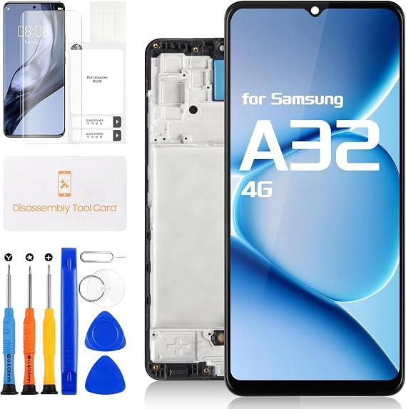for Samsung Galaxy A32 4G Screen Replacement kit, LCD Display with Frame Touch Digitizer for Samsung A32 4G A325F A325U A325M A325N Full Assembly with Repair Tools (Not for 5G)