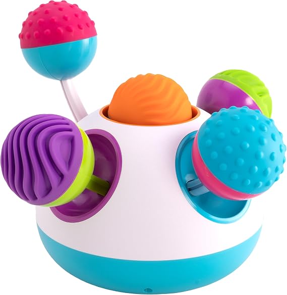 Fat Brain Toys Klickity Sensory Baby Toys, 1 Year and Up, Engaging Multi-Textured Early Developmental Toddler Activities for Tactile and Visual Stimulation | Fine motor and sensory-learning developmental toy. Multi-textured. Clicking, spinning, pushing, pulling. Ages 12 months+