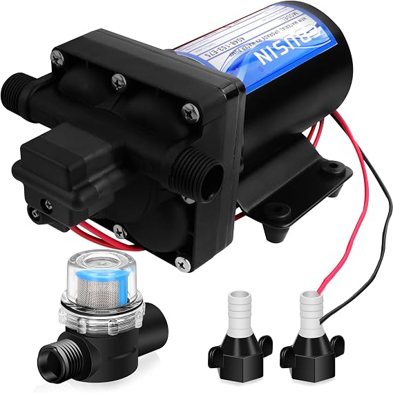RV Water Pump Replace for 4048-153-E75 ,12V 4 GPM, 55 PSI, 10 Amps Automatic Demand Diaphragm Pump,Compatible with RV Caravan Marine Yacht