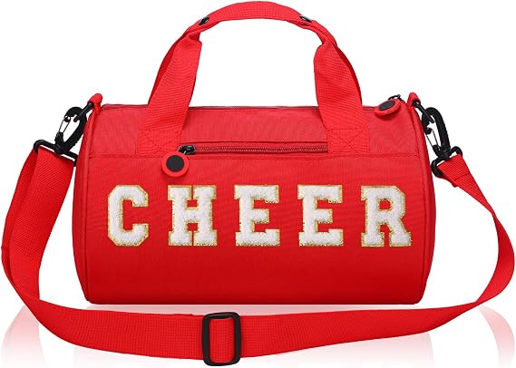 Red Cheer Duffel Bag for Girls Teens, Gym Dance Workout