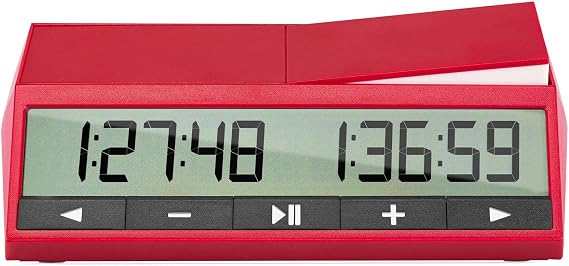 DGT 2500 Official FIDE Chess Clock with Clear Display, Visible Lever, and Low Energy Consumption (Tournament Red)