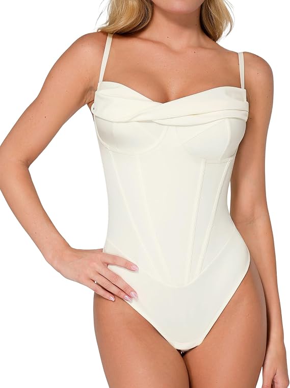Popilush Bodysuits for Women Tummy Control Shapewear Corset Tops