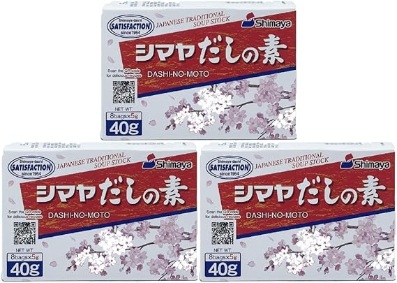 Shimaya Dashi-No-Moto Bonito Japanese Traditional Soup Stock Powder Sachets 40g - Umami Flavour for Miso, Ramen, Broth & Japanese Cooking (Pack of 3)