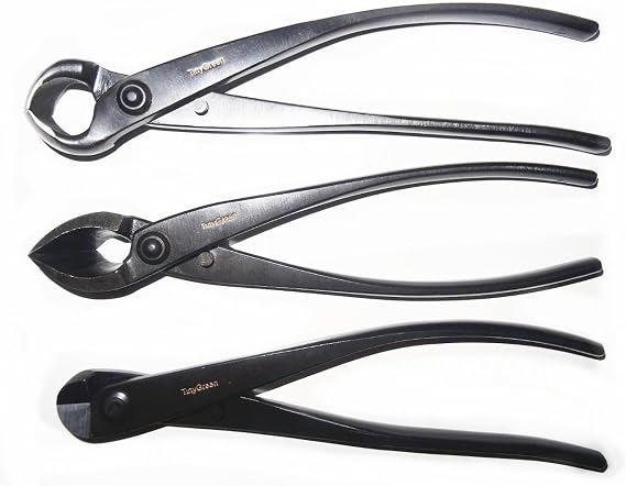 3 piece Japan Bonsai Tool Set: Professional Grade Japanese Concave Cutters Spherical Knob Cutters and Wire Cutter