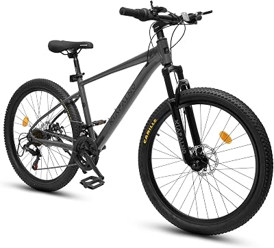 24 26 Inch Mountain Bike Aluminum Frame, Front Suspension 21 Speeds Mountain Bike for Men Boys Summer Travel Trip, Disc Brakes Adult Teens Sport Bicycle for Trail Commuter City Road