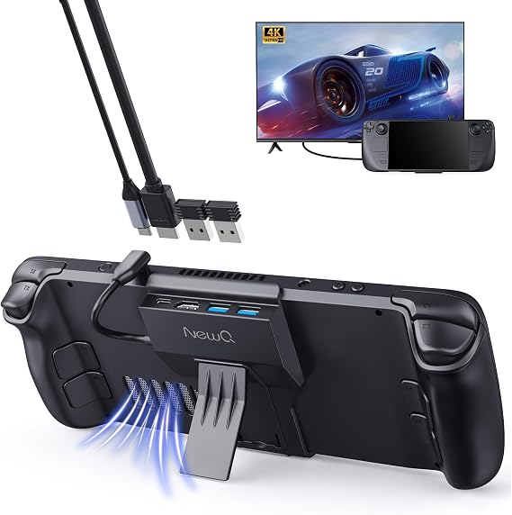 Steam Deck Dock for Steam Deck/OLED with Foldable Stand, HDMI 4K@60Hz, 2 USB A 3.0, 100W Max PD-in, Portable or Desktop Accessories, Perfectly Match the Heat Dissipation Holes