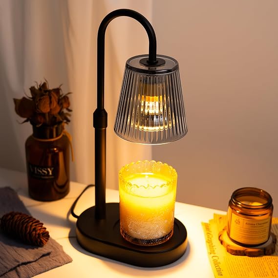 Candle Warmer Lamp Timer Electric - Wax Warming Glass Candles Light Dimmer | Height Adjustable Dimmable Heat Warm Wax Melt Lamp Top Warmer, Modern Scented Jar Candles Warmers, Mom Women House Gifts