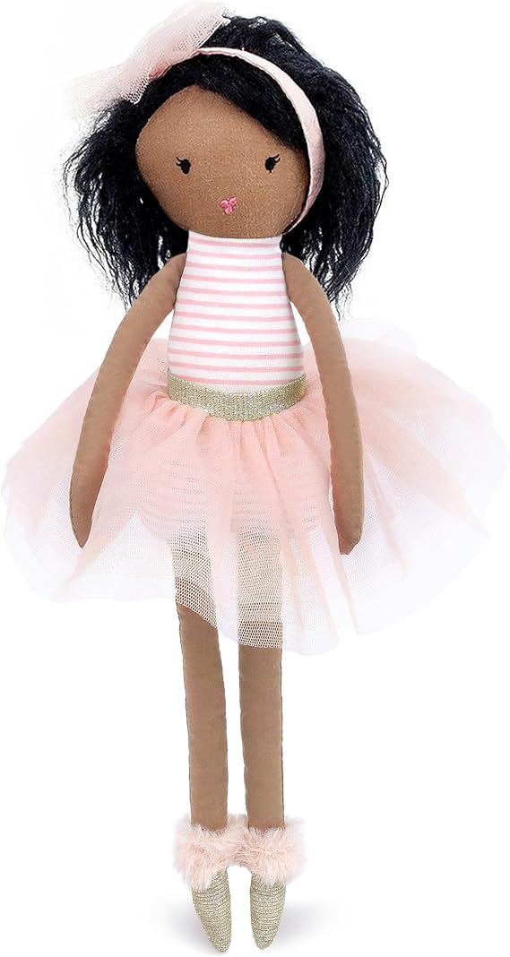 MON AMI Pink Ballerina African American Doll 15, Soft & Cuddly Stuffed Plush Doll, Use as Toy or Room Decor, Great Gift for Kids of All Ages