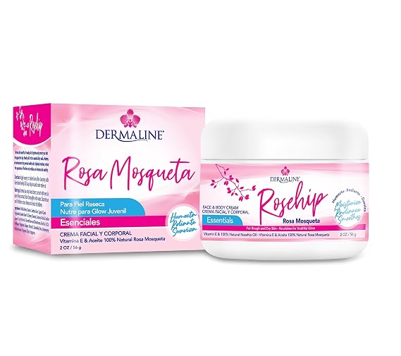 DERMALINE - 100% Natural Rosehip Oil Cream with Vitamin E 2 Oz