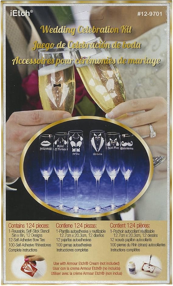 Armour Products Rub N Etch Wedding Celebration Designer Stencils (3 Pack), 5 x 8