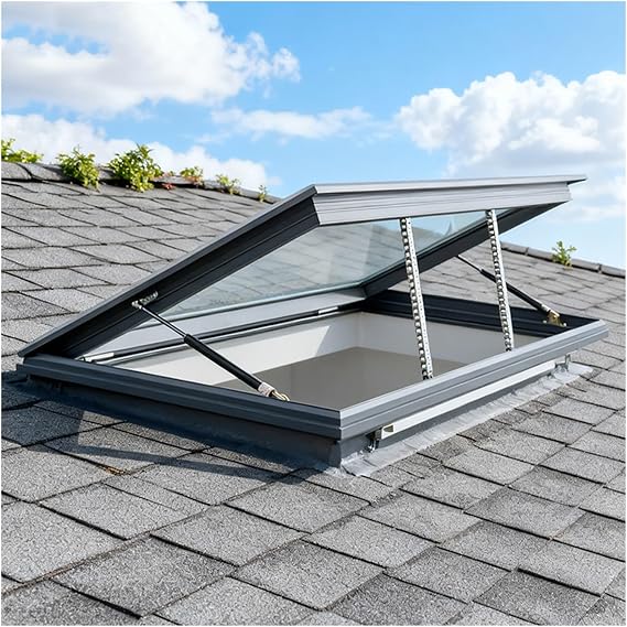 Sunlight Window, Roof Skylight Residential, Windows for Sunroom House, Aluminum Daylighting Door, Attic Viewing Window, Rain-Sensing Close Underground Glass Window