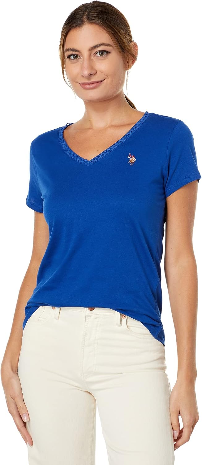 V-Neck T-Shirt with Scallop Trim by U.S. Polo Assn
