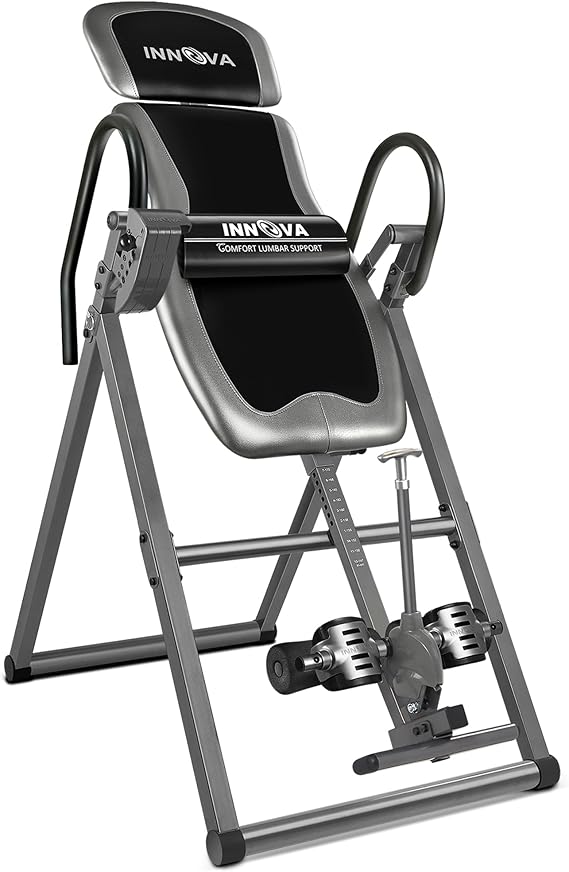 Innova Health and Fitness Inversion Table with Adjustable Headrest, Reversible Ankle Holders, and 300 lb Weight Capacity