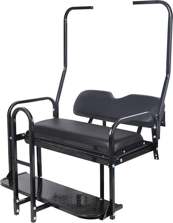 KUAFU Rear Flip Back Seat W/Grab Bar Compatible with Club Car DS (1982-2000.5) Model Golf Cart 1102 LBS Weight Capacity Heavy Duty Steel Frame Flip Folding Rear Back Seat Kit Black