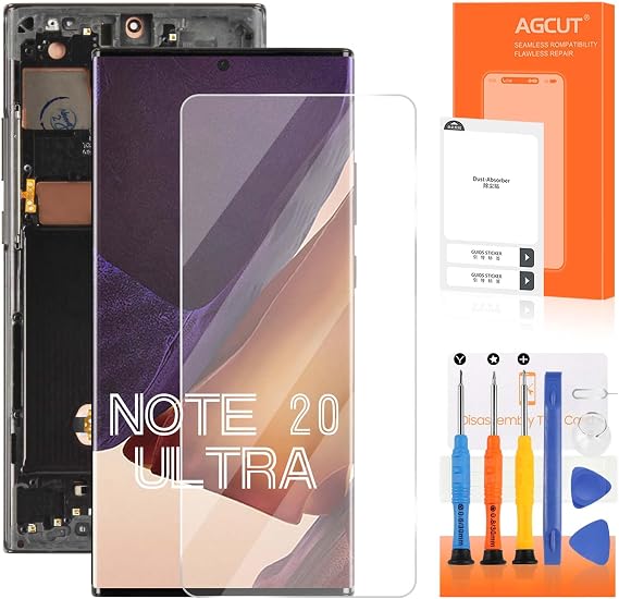 OLED for Samsung Galaxy Note 20 Ultra Screen Replacement for Samsung Note 20 Ultra LCD Display SM-N985 SM-N986U LCD Digitizer Touch Assembly Black with Frame+Installation Video(Support Fingerprint)