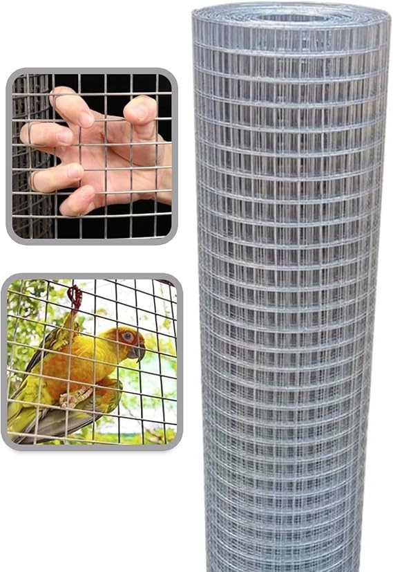 Hardware Cloth, 1/2 Inch Wire Fence, Stainless Steel 304 Welded Wire Mesh, Poultry Wire Fencing, Chicken Hoop Fence Mesh Roll, Rabbit, Animal Enclosure(0.5mx1m(19.6inx3.2ft))