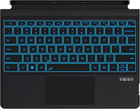 Surface Pro Keyboard for 3/4/5/6/7/7Plus 12.3 Inch, Ultra-Slim Wireless Bluetooth Surface Keyboard with Palm-Rejection Trackpad, 7-Color Backlit, Sleep/Wake Function, Long Battery Life