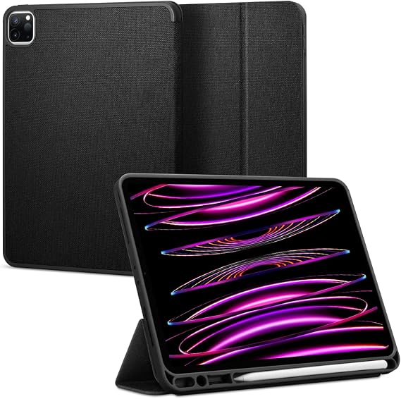 Spigen iPad Pro 12.9" (2022 / 2021) ile Uyumlu Kılıf Urban Fit Örgü Kumaş Siyah Kapak - ACS03434 (Spigen TR Garantili)