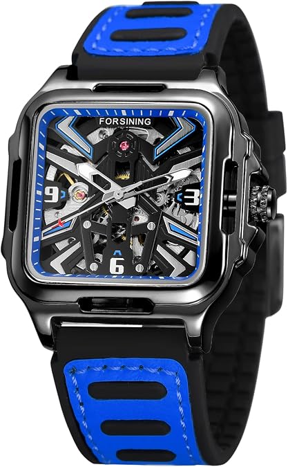 FORSINING Automatic Mechanical Wrist Watch for MeMenns Waterproof Watches with Stainless Steel Skeleton Transparent Dial with Carving