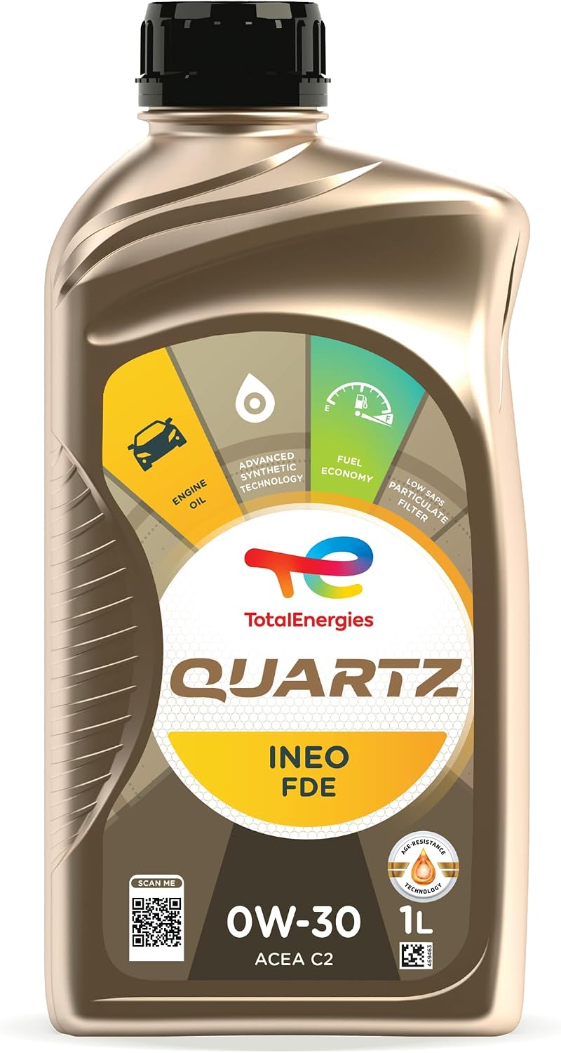 TotalEnergies Quartz INEO FDE 0W30 Engine Oil - ACEA C2 - Low SAPS - Age-Resistance Technology - Fuel Economy Formula - Advanced Synthetic Motor Oil