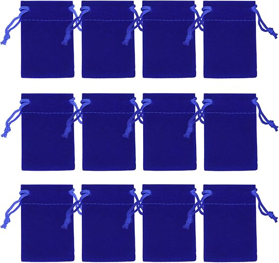 Nydotd 100pcs 2 X 2.8 inch Velvet Cloth Jewelry Pouches Velvet Drawstring Bags Christmas Candy Gift Bag Pouch for Wedding Favors Gifts, Event Supplies Party Favors (Royal Blue)