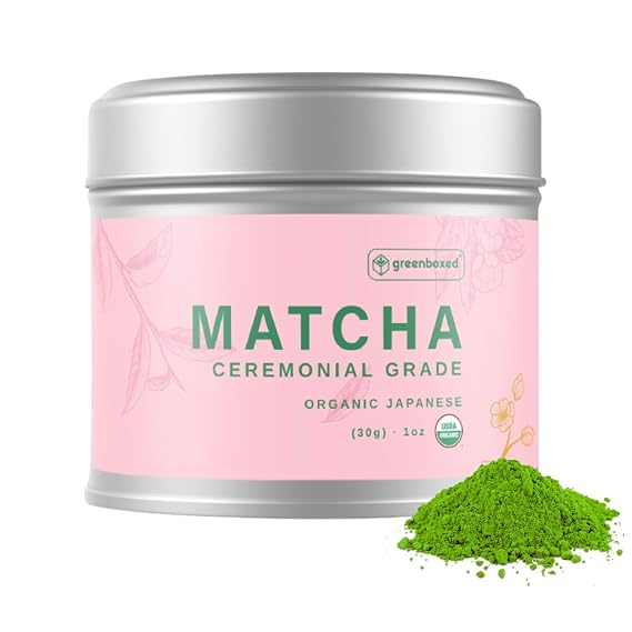 Greenboxed Green Tea Matcha Powder, Pure Organic Matcha from Japan, Sugar-Free Green Tea for Baking, Smoothies, Drinks, Uji Japanese Origin (1 Ounce, Ceremonial Grade)