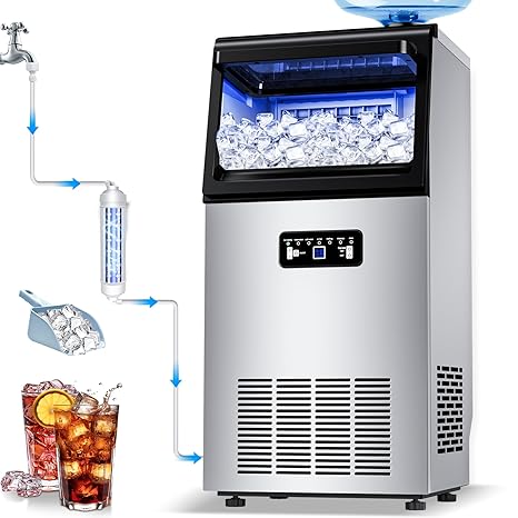 Commercial Ice Maker 100LBS/24H with 20LBS Storage Capacity 40 Cubes