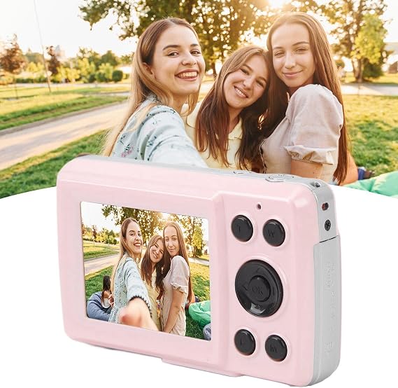 Digital Camera, FHD 1080P Autofocus 16MP Kids Vlogging Camera 16X Digital Zoom Camera, Compact Portable Video Camera Point and Shoot Camera for Kids Teens (Roseate)