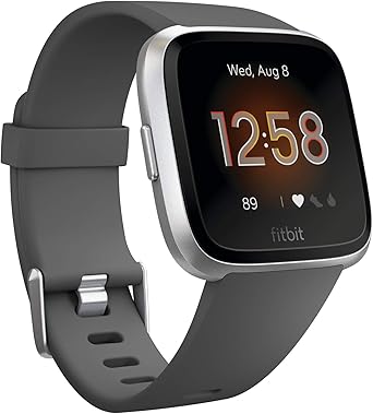 Fitbit Versa Lite Smartwatch,GPS,Charcoal/Silver Aluminum, One Size S & L Bands Included