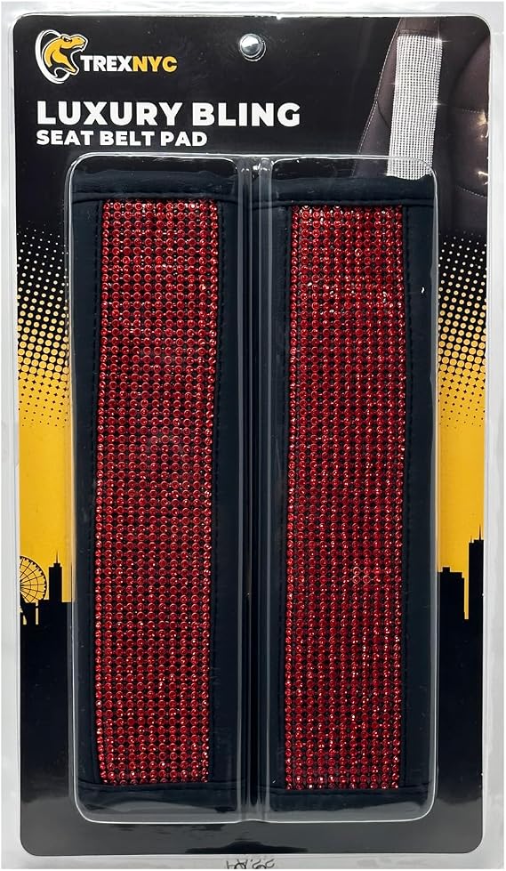 Seat Belt Comforter: Bling Car Accessories - Car Seat Strap Covers (Bling Red, 1 Pack)