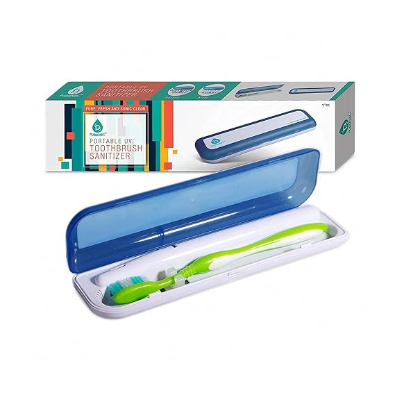 Pursonic Portable UV Toothbrush Sanitizer Case - Travel Toothbrush Sanitizer and Holder - For Electric and Manual Brush Heads with UV Light & Auto Shut Off Timer