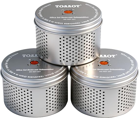 Gun Safe Dehumidifier, Moisture Absorber, 200g Small Silica Gel Desiccant Canister for Gun Cabinets & Safes, Aluminum Shell, Reusable