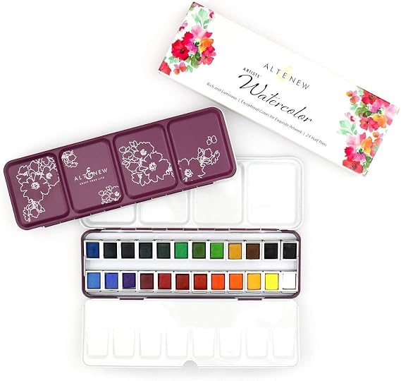Altenew Artist Watercolor 24 Pan Set, Best Watercolors, Easy Watercoloring, Watercolor Painting, Artist-Grade Water Colors, Great for Mixing